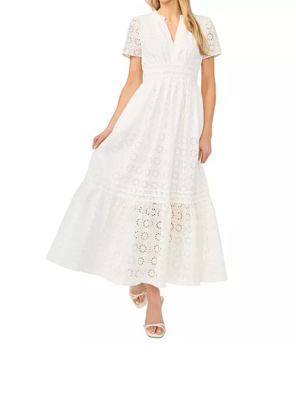 CeCe White Eyelet Maxi Dress